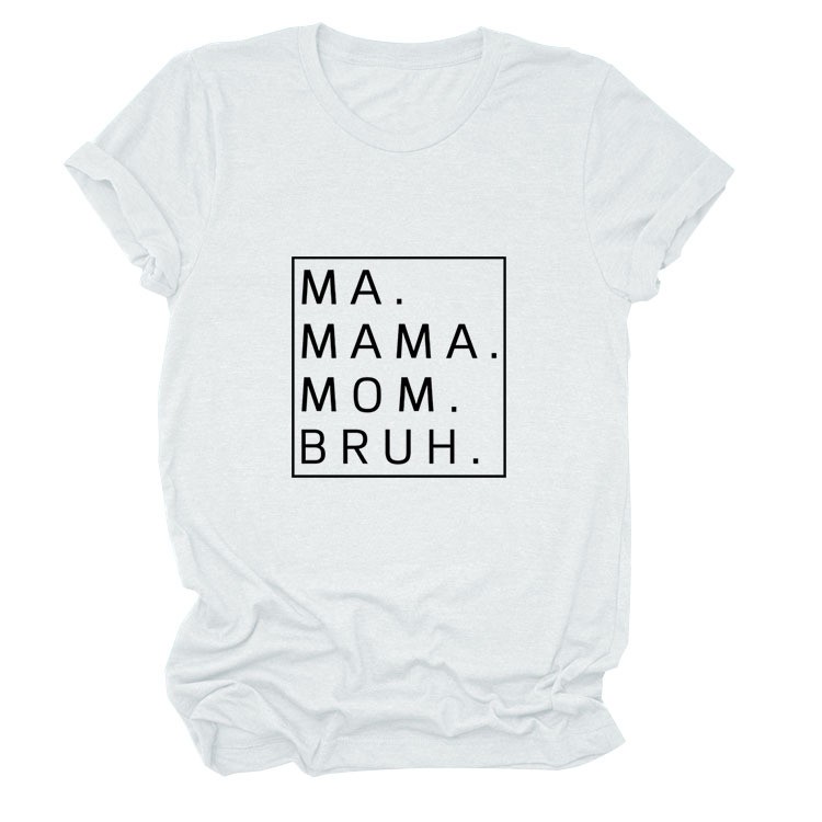 thumbnail image 4 of Camiseta holgada de manga corta con estampado de letras MA Mama Mom Bruh: estampado de letras moderno, cómoda y casual., 4 of 4